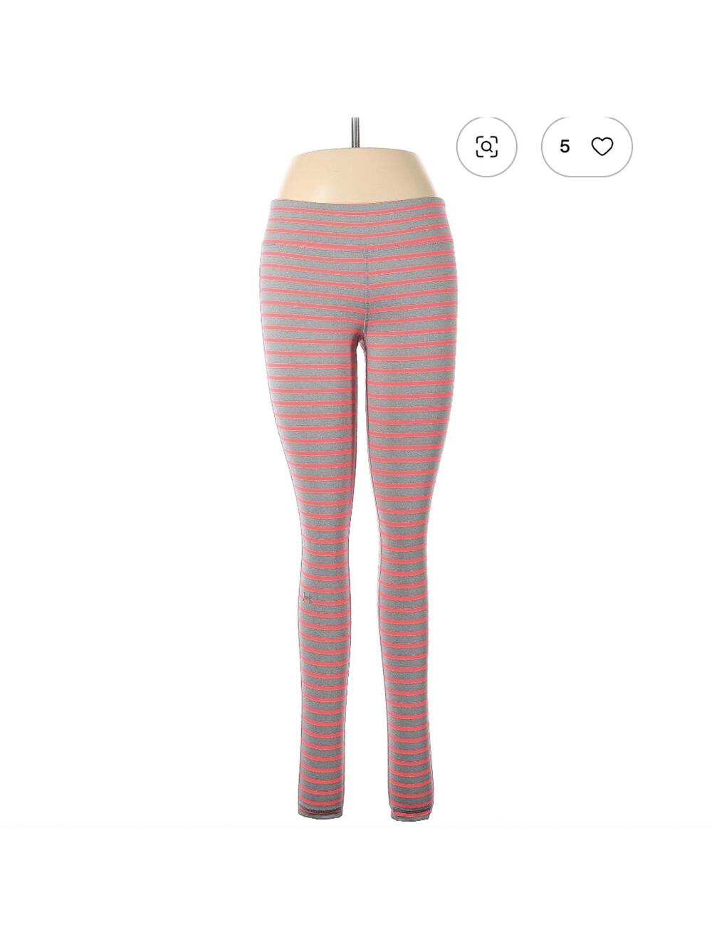 Under Armour Gray and Coral Striped Active Pants Size M Leggings